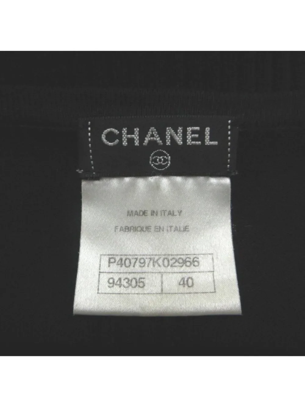 Chanel Knit Dress Silk Blend Black Camellia CC Logo Round Neck Short Sleeve 40